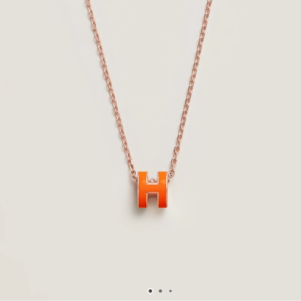 Hermes H Pendant Necklace in rose gold, never worn WITH BOX